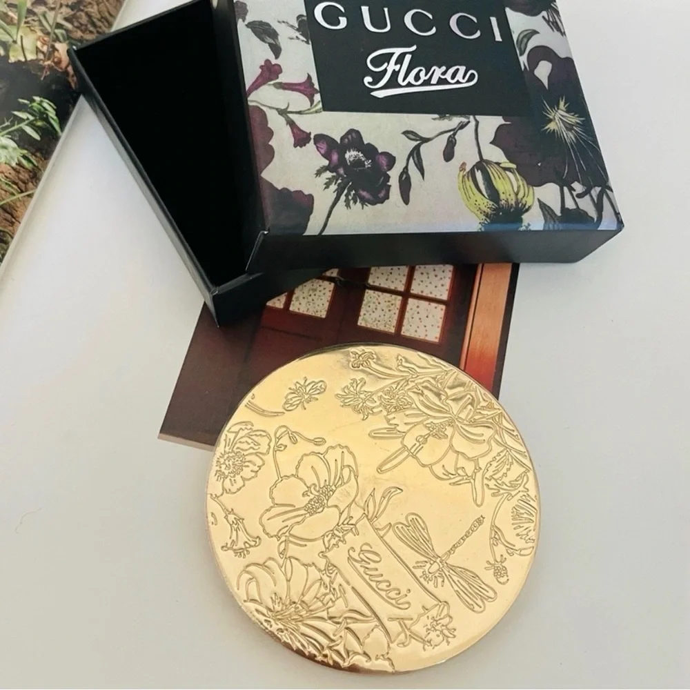 Gucci‎ Flora Compact Dual side Mirror Gold Color